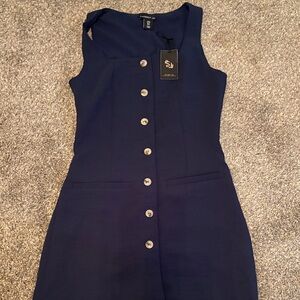 Sincerely Jules Navy Midi Dress with Button Front